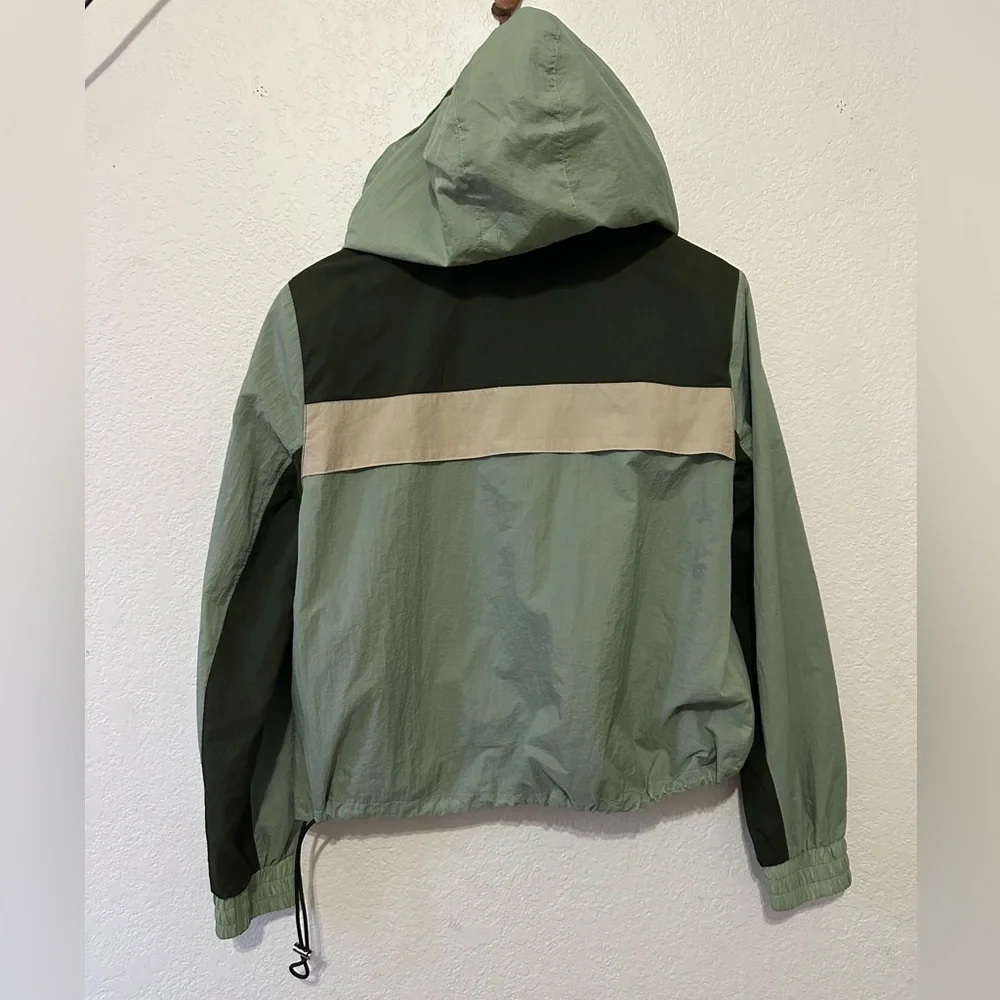 Veronica Beard Avery Half Zip Hooded Green and Cream Utility Jacket - Size Small - Picture 7 of 12